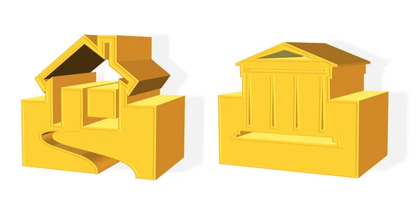 3D Золотой дом концепции недвижимости — стоковое фото