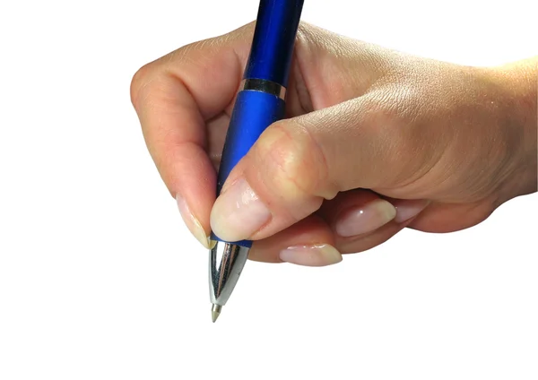 Human lady hand signing with a pen — Stock Photo, Image
