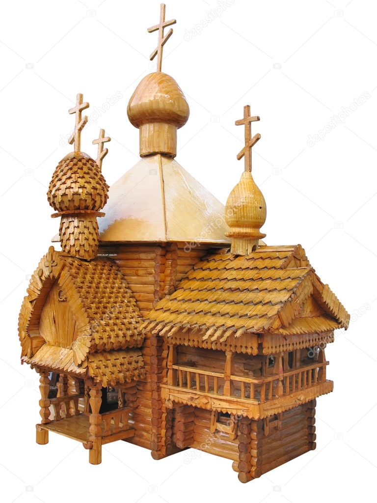 Wooden church Breadboard model isolated