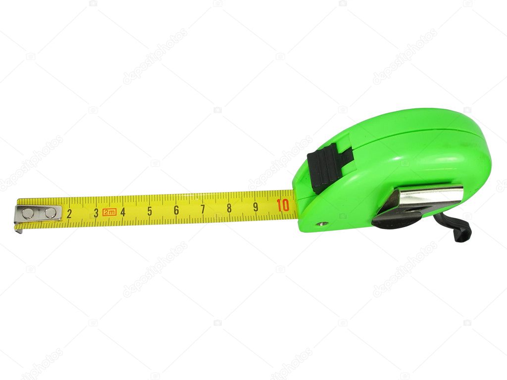 Measuring tape meter isolated over white