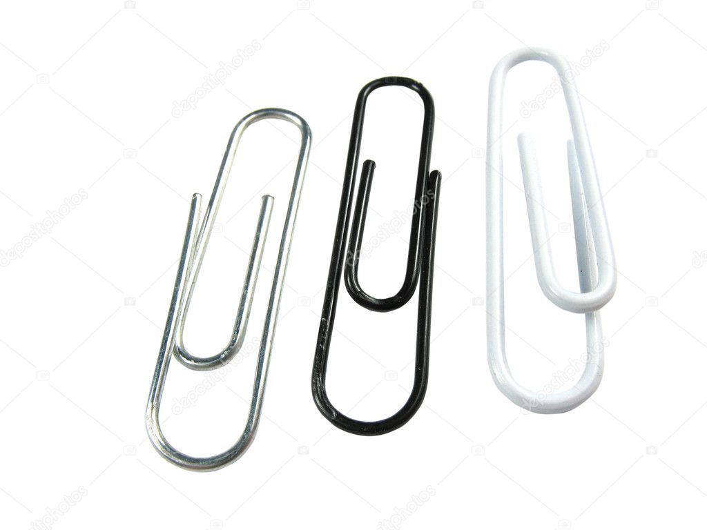 Three paper clips isolated