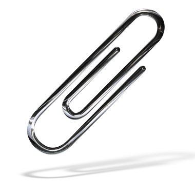 Silver paper clip isolated over white clipart