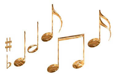 Altın model müzik notu kümesi