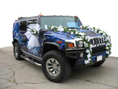 lüks rüya düğün araba mavi süslü
