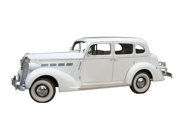Retro vintage bílé sen svatební auto — Stock fotografie