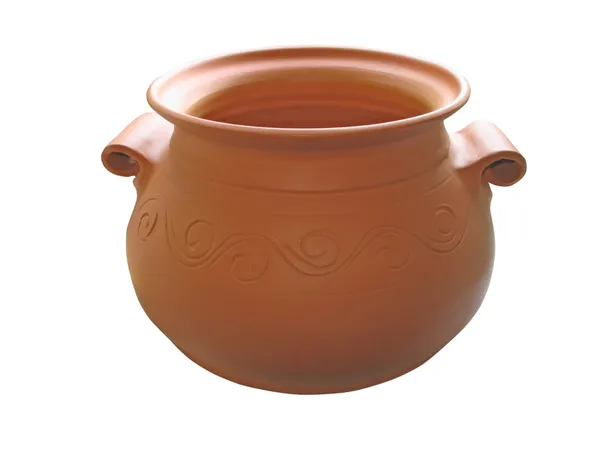 Ceramic clay pot isolated on white — Stock Photo, Image