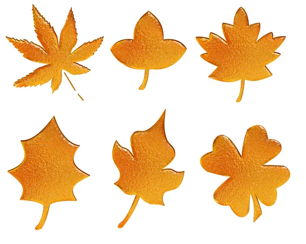 Set of golden pattern autumn leaves — Stock Photo, Image