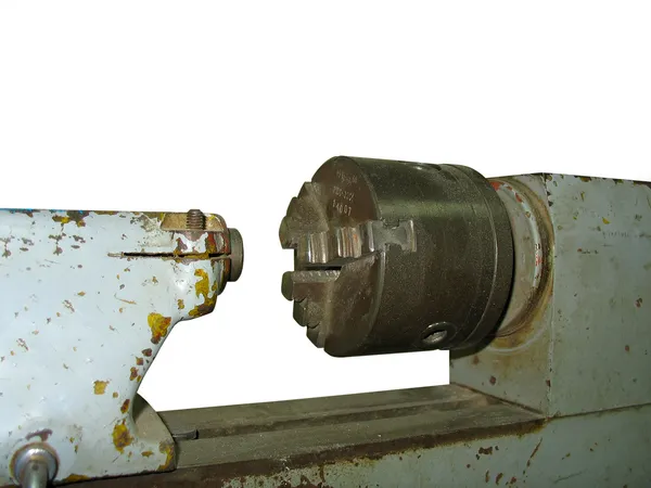Antigua vieja máquina del torno de torneado oxidado — Stockfoto
