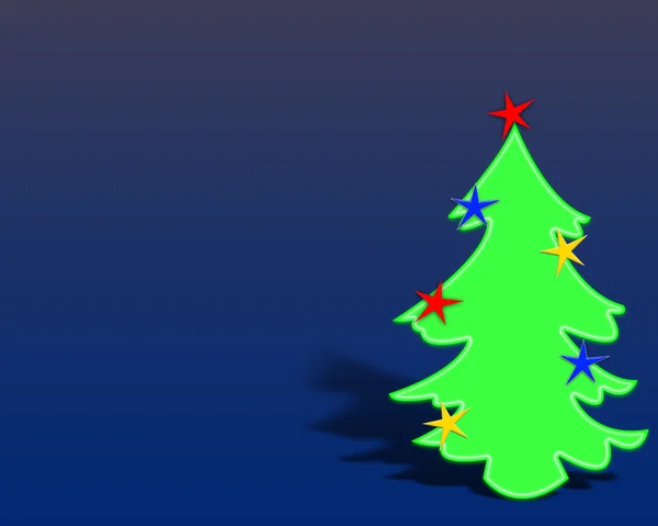 Abstraktní zelený vánoční strom na modré — Stock fotografie