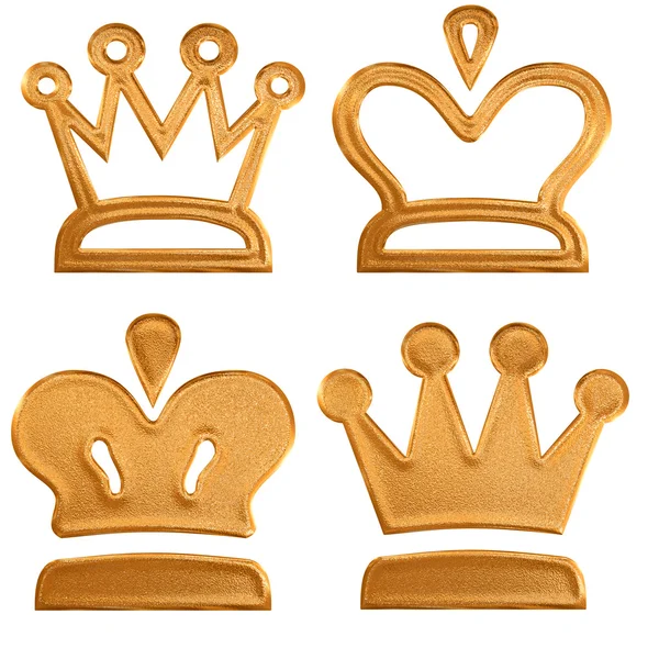 Four abstract golden pattern crown — Stock Photo, Image