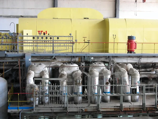 발전소에서 증기 터빈 — 스톡 사진