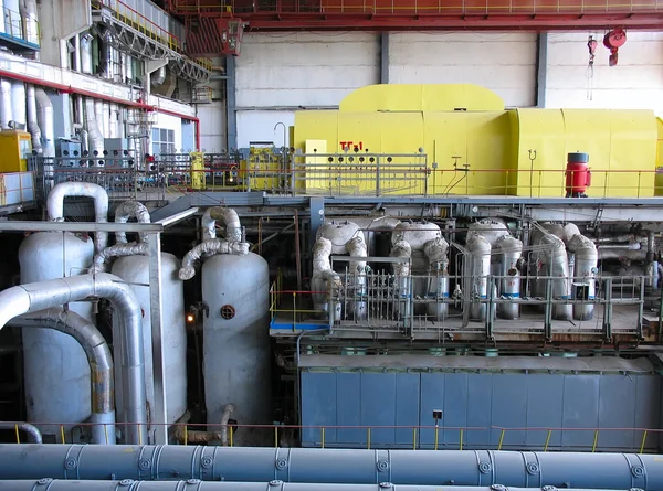 Turbina a vapor numa central eléctrica — Fotografia de Stock