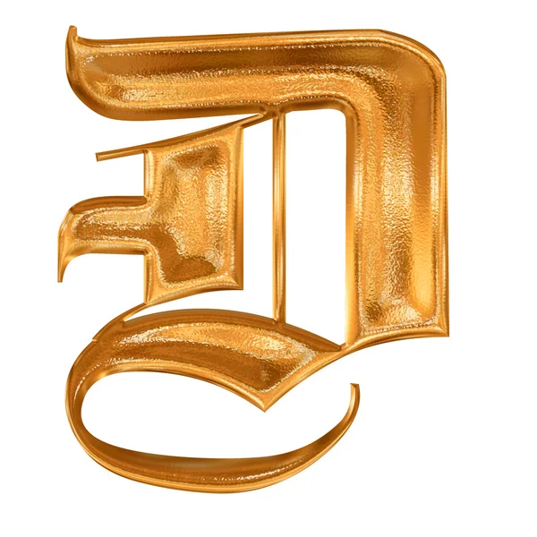 Golden pattern gothic letter D — Stock Photo, Image