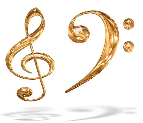 3D Goldmuster musikalische Schlüsselsymbole — Stockfoto