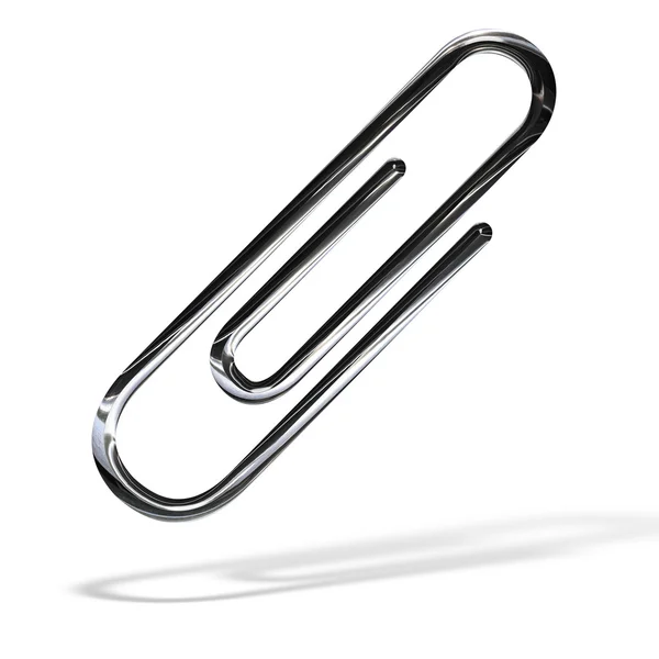 Silver paper clip isolated over white — Stock Photo, Image