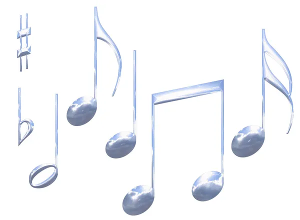 Set of chrome metal musical note — Stock Photo, Image