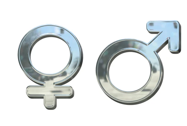 Argent ou chrome métal sexe symboles 3D — Photo