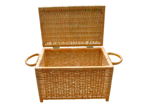 Wickerwork open wood basket isolated — Stock Photo, Image