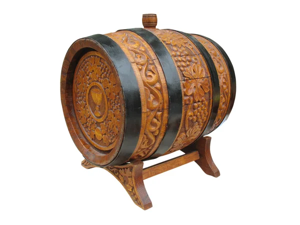 Vintage ornate decor wine barrel — Stock Photo, Image