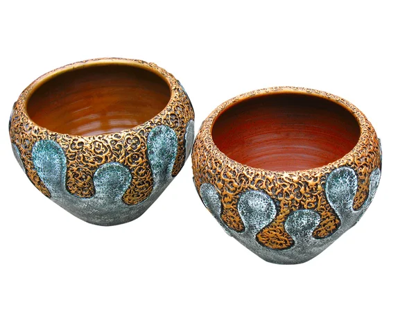 Ornated clay ceramic pattern pot — Stock Photo, Image