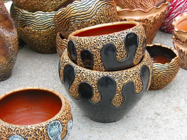 Maceta patrón de cerámica de arcilla adornada — Foto de Stock