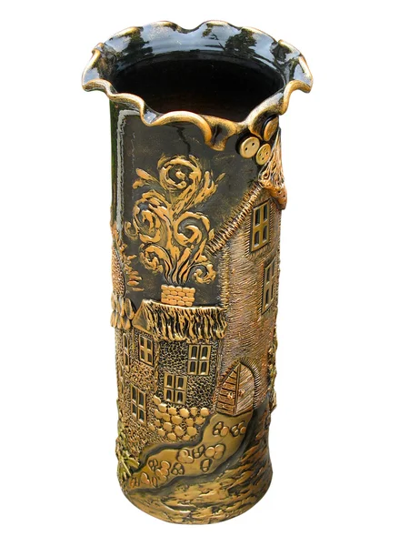 分離されたヴィンテージ パターン装飾花瓶 — ストック写真