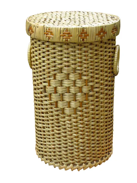 Wickerwork wood basket isolated — Stock Photo, Image