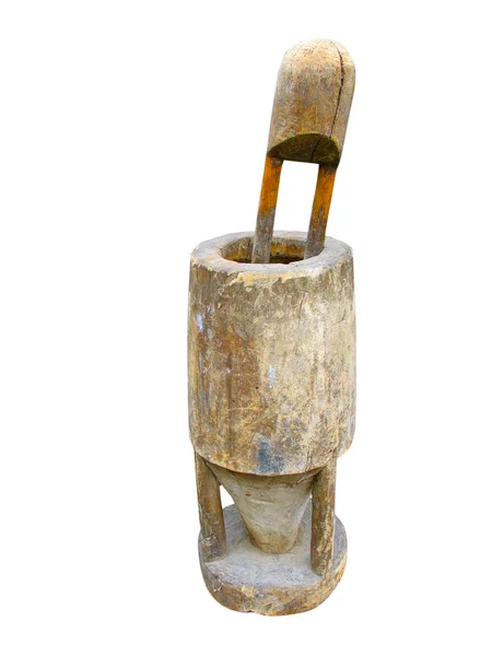 Antyczny drewniany moździerz i tłuczek — Zdjęcie stockowe