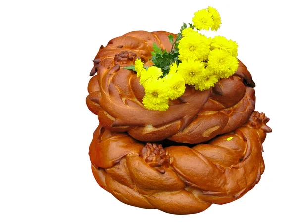 Vackra bröd med gula blommor — Stockfoto