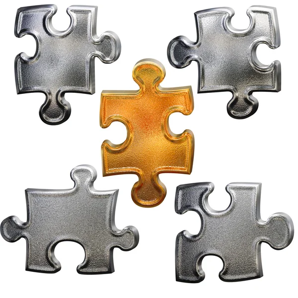 골든 중앙 크롬 금속은 어 퍼즐 — 스톡 사진