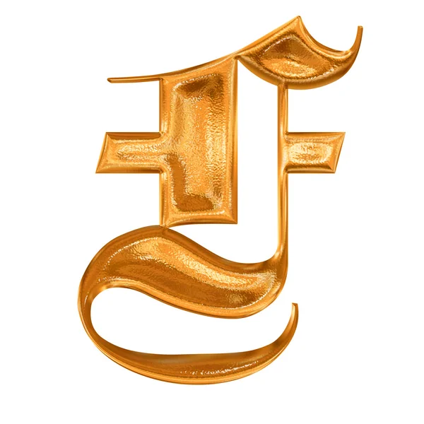 Golden pattern gothic letter F — Stock Photo, Image
