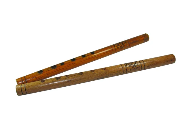 Две винтажные деревянные музыкальные трубы — стоковое фото