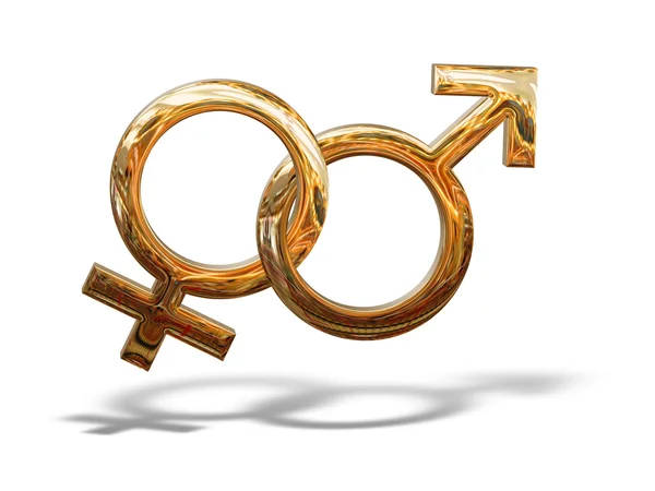 Patrón dorado sexo de género símbolos 3D —  Fotos de Stock