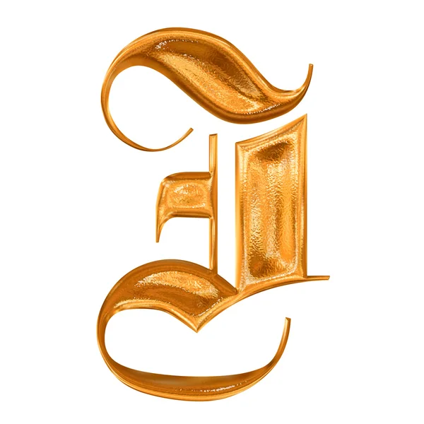 Golden pattern gothic letter I — Stock Photo, Image
