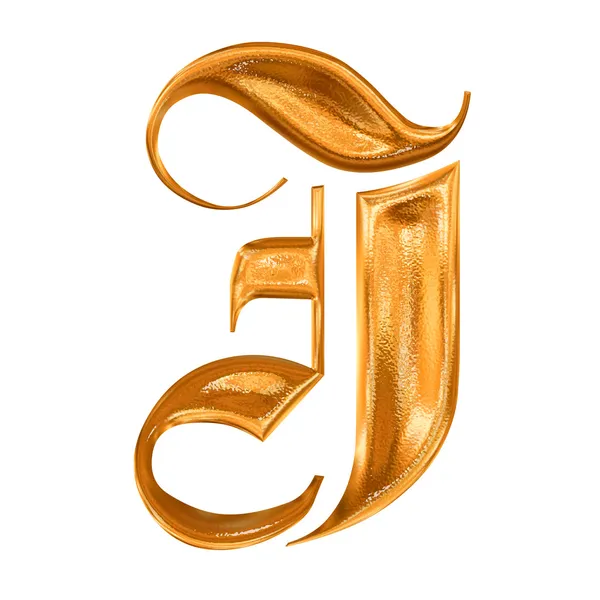 Golden pattern gothic letter J — Stock Photo, Image