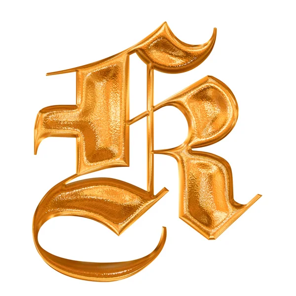 Золотая готическая буква K — стоковое фото