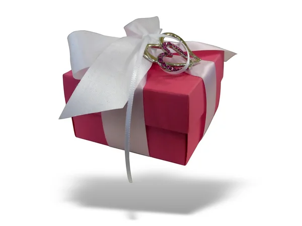Beyaz bitti izole kırmızı hediye kutusu — Stok fotoğraf