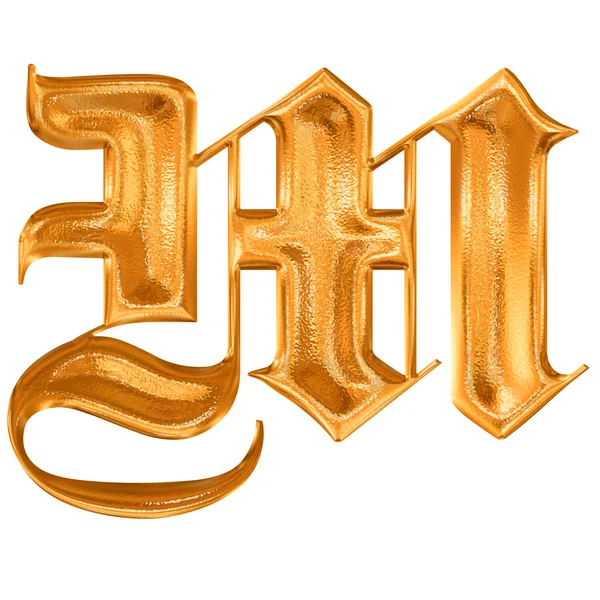 Золотая готическая буква М — стоковое фото