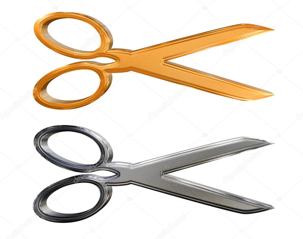 Golden and chrome silver scissors