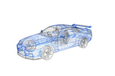 3d concept model of modern car project clipart