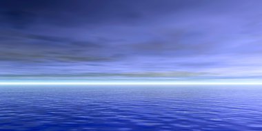 Mavi cludy gökyüzü ve okyanus su