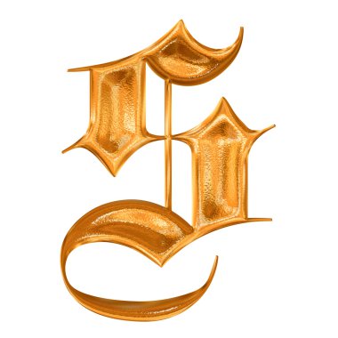 Golden pattern gothic letter S clipart