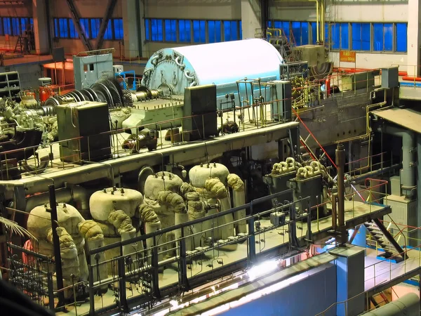 Steam turbine, machinery, pipes, tubes — Stock Photo, Image