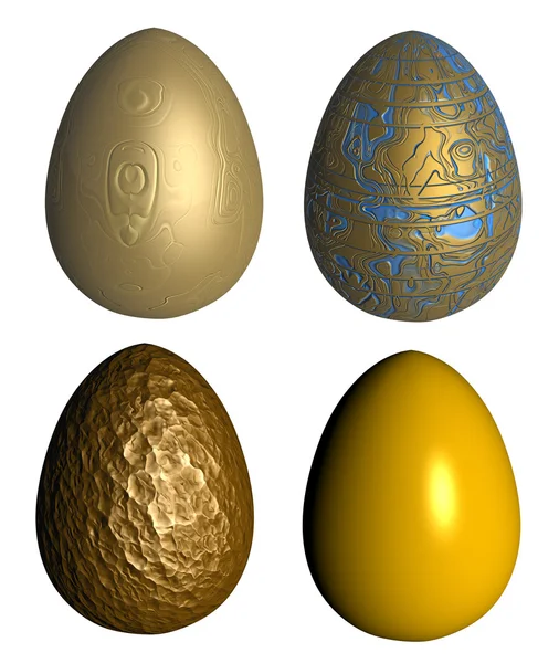 Four golden patterned easter eggs — Zdjęcie stockowe