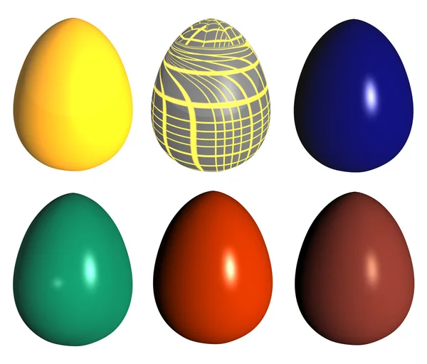 Six easter eggs different colors — Zdjęcie stockowe
