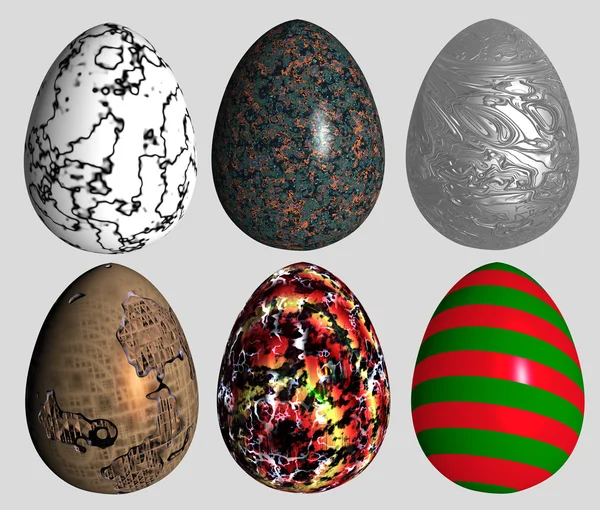 Six abstract patterned easter eggs — Stock Photo, Image