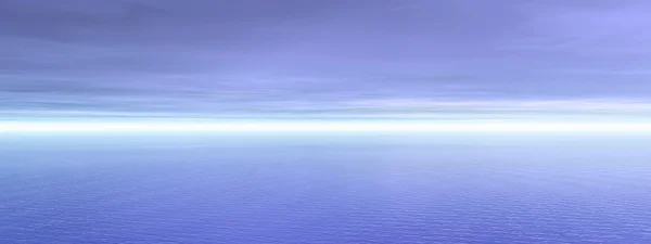 Modré cludy oblohu a oceán vody vlny — Stock fotografie