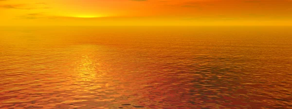 Céu de pôr-do-sol vermelho e água do oceano — Fotografia de Stock