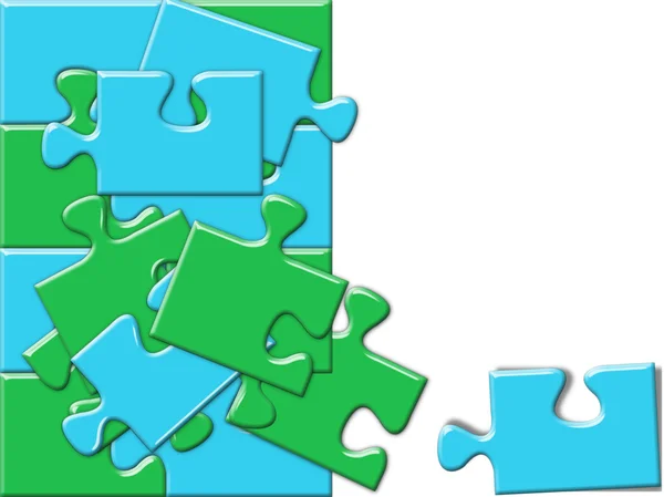 Conceito de quebra-cabeça azul e verde — Fotografia de Stock