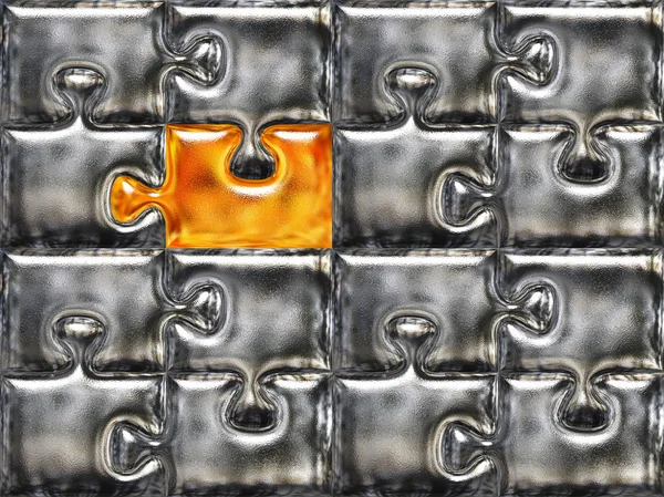 Metallic puzzle plane surface — Stock Photo, Image